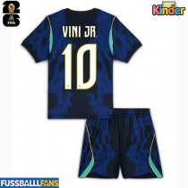 Brasilien Vinicius Junior #10 Auswärts Trikotsatz Kinder EM 2024 Kurzarm (+ Kurze Hosen)